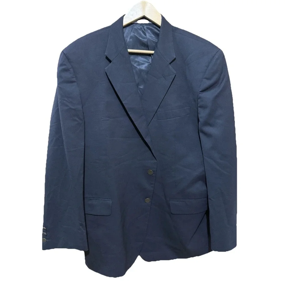 Hickey Freeman Blue  Wool USA Made Mens Blazer‎ Suit Jacket Sport Coat 46R EUC